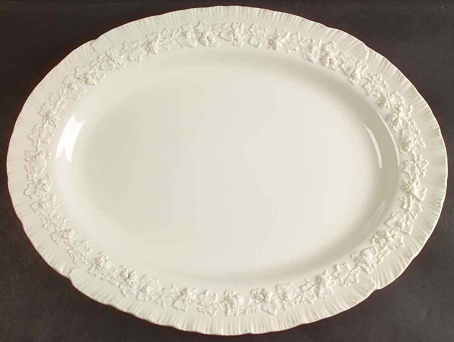 Cream Color on Cream Color (Shell Edge) 17" Oval Serving Platter by Wedgwood-1