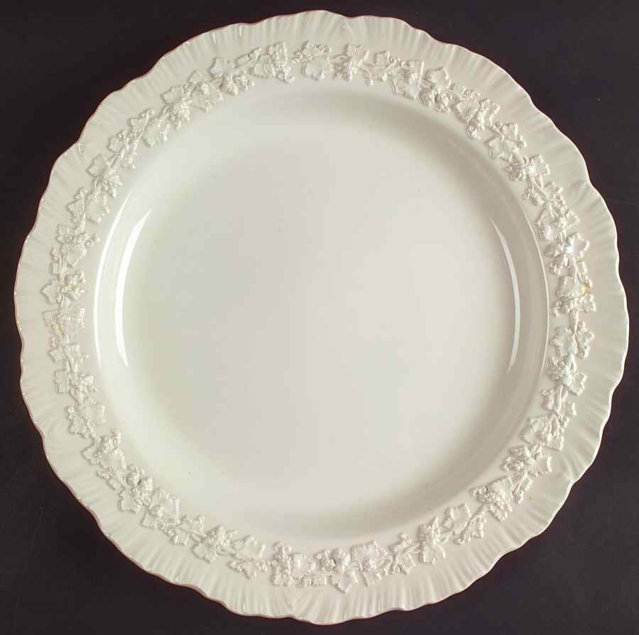 Cream Color on Cream Color (Shell Edge) 12" Chop Plate (Round Platter) by Wedgwood-1