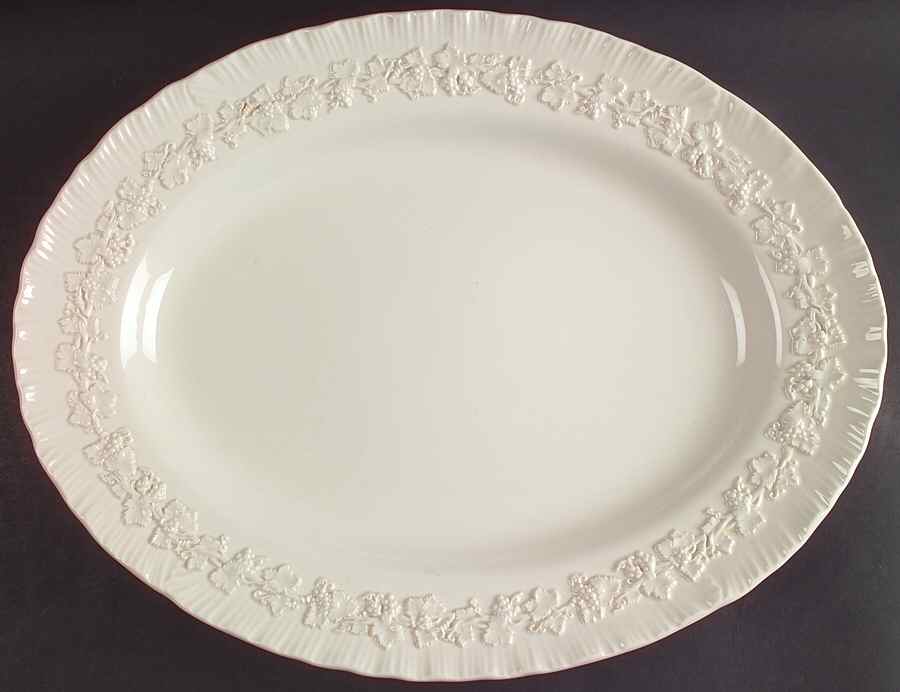 Cream Color on Cream Color (Shell Edge) 15" Oval Serving Platter by Wedgwood-1