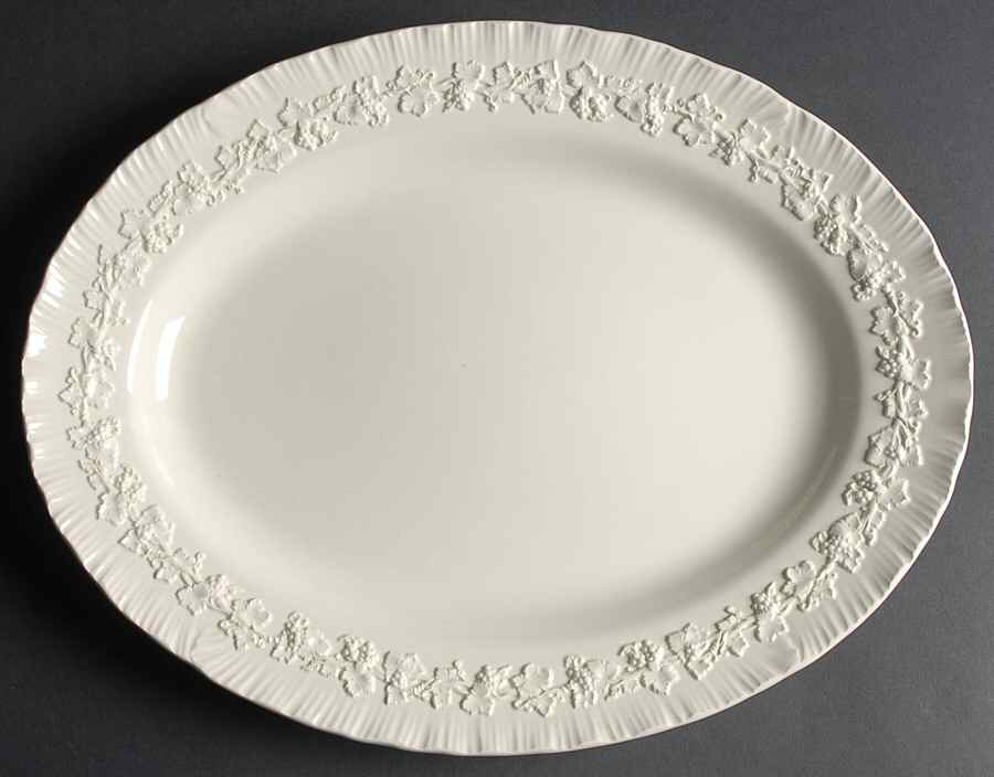 Cream Color on Cream Color (Shell Edge) 16" Oval Serving Platter by Wedgwood-1