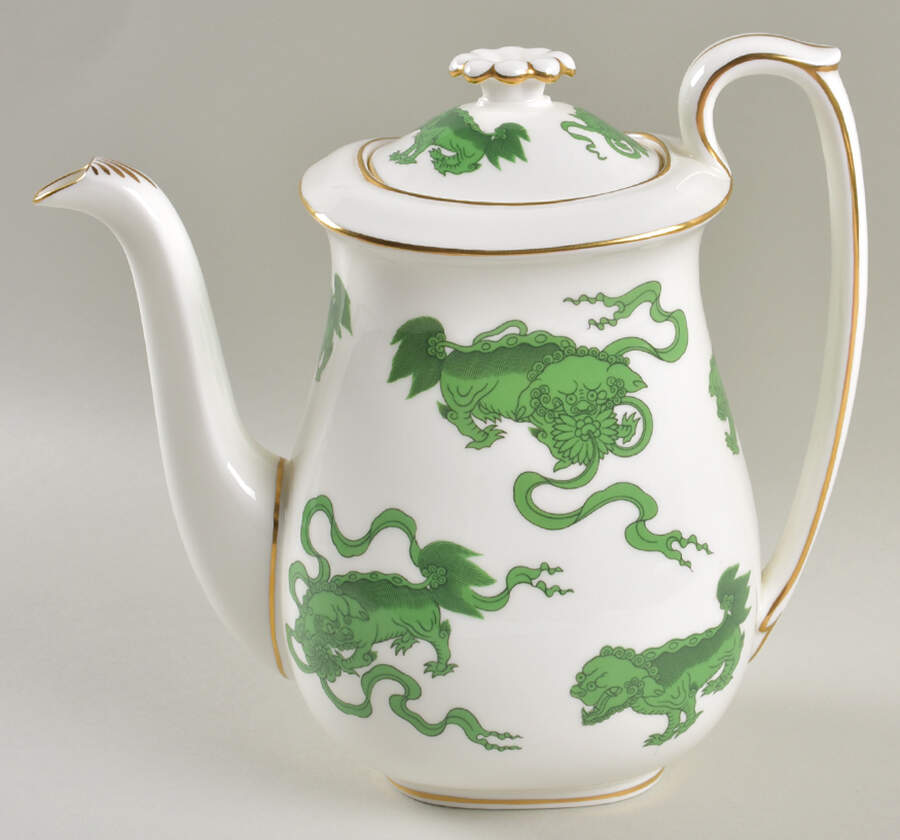 Chinese Tigers Green Coffee Pot & Lid by Wedgwood-1