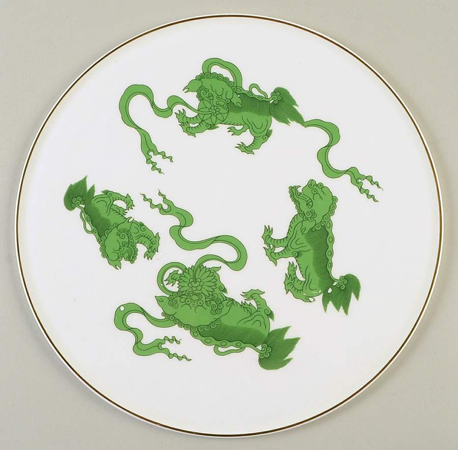 Chinese Tigers Green Cake Plate by Wedgwood-1