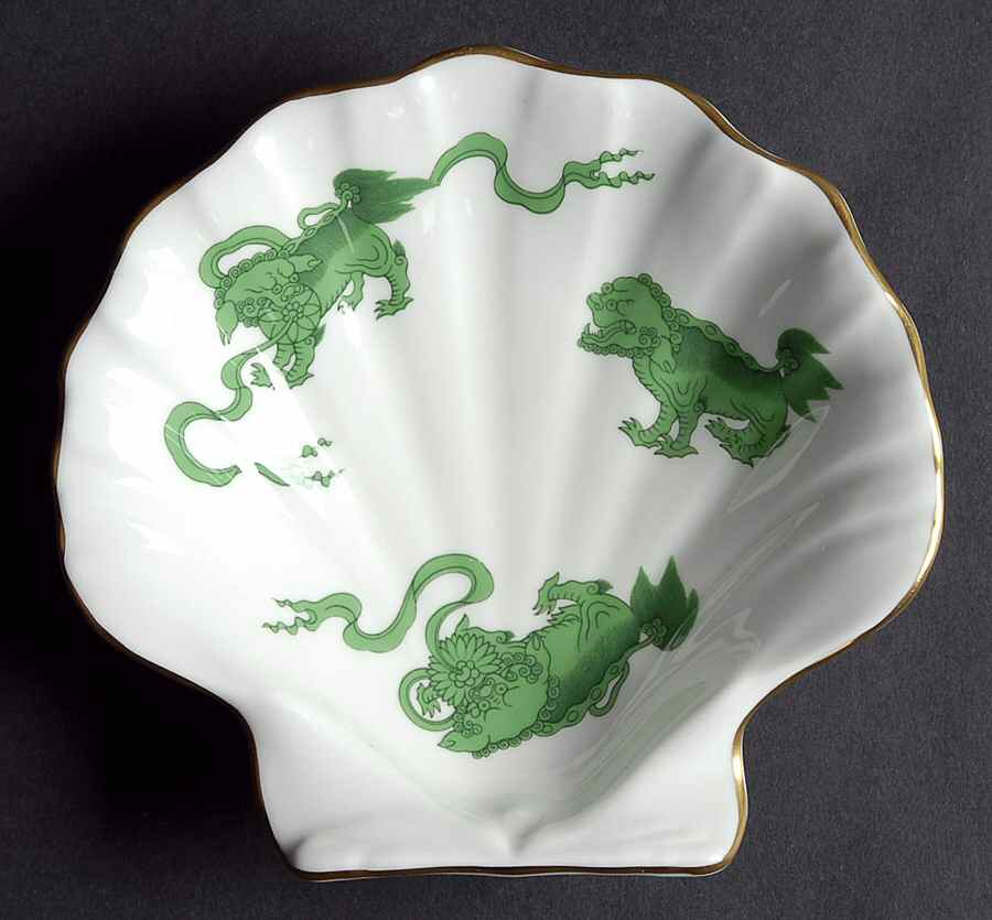 Chinese Tigers Green Shell Shaped Dish by Wedgwood-1