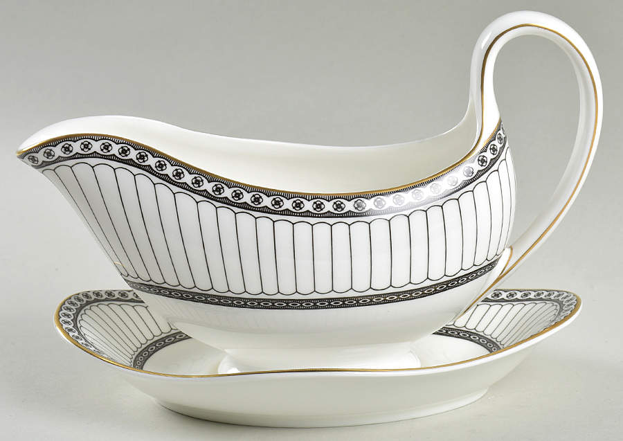 Colonnade Black Gravy Boat & Underplate by Wedgwood-1
