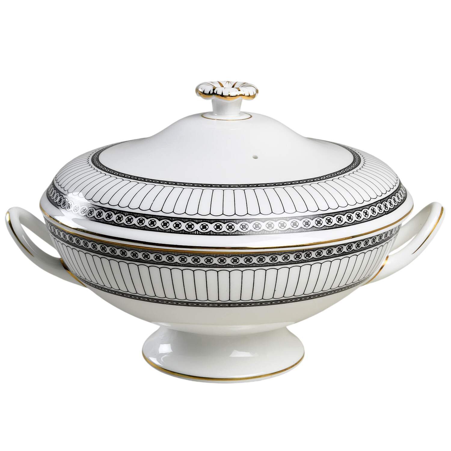 Colonnade Black Round Covered Vegetable by Wedgwood-1