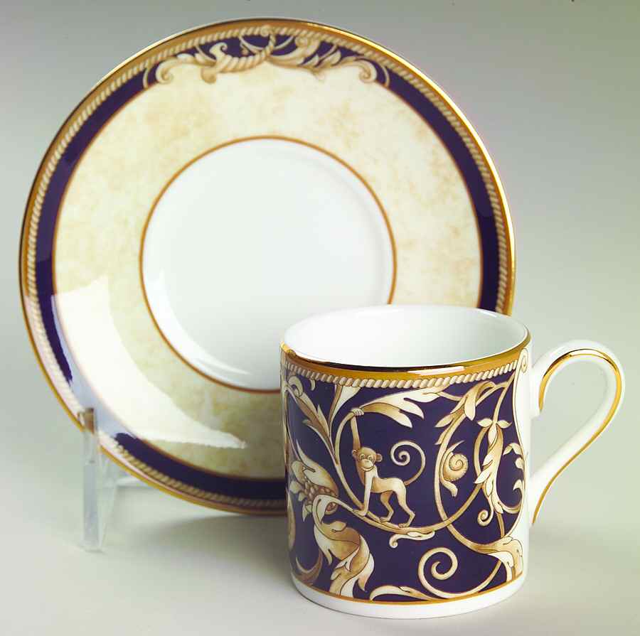 Cornucopia Bond Shape Demitasse Cup and Saucer Set by Wedgwood-1