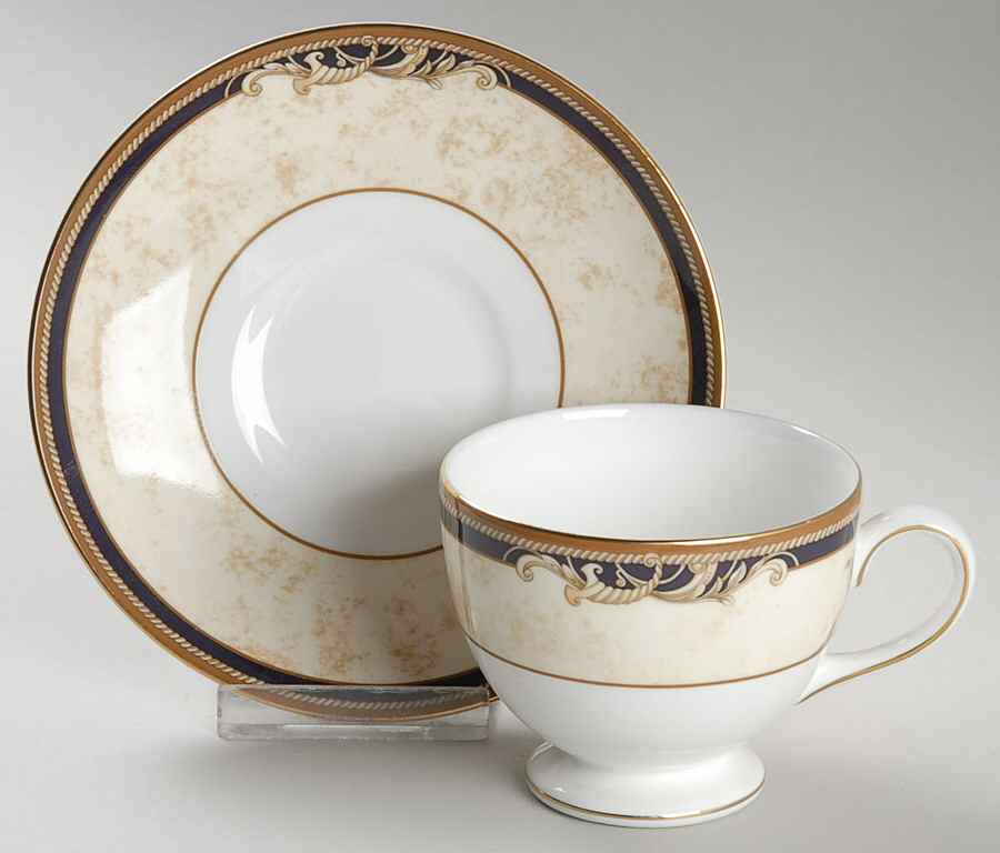 Cornucopia Leigh Shape Footed Cup & Saucer Set by Wedgwood-1