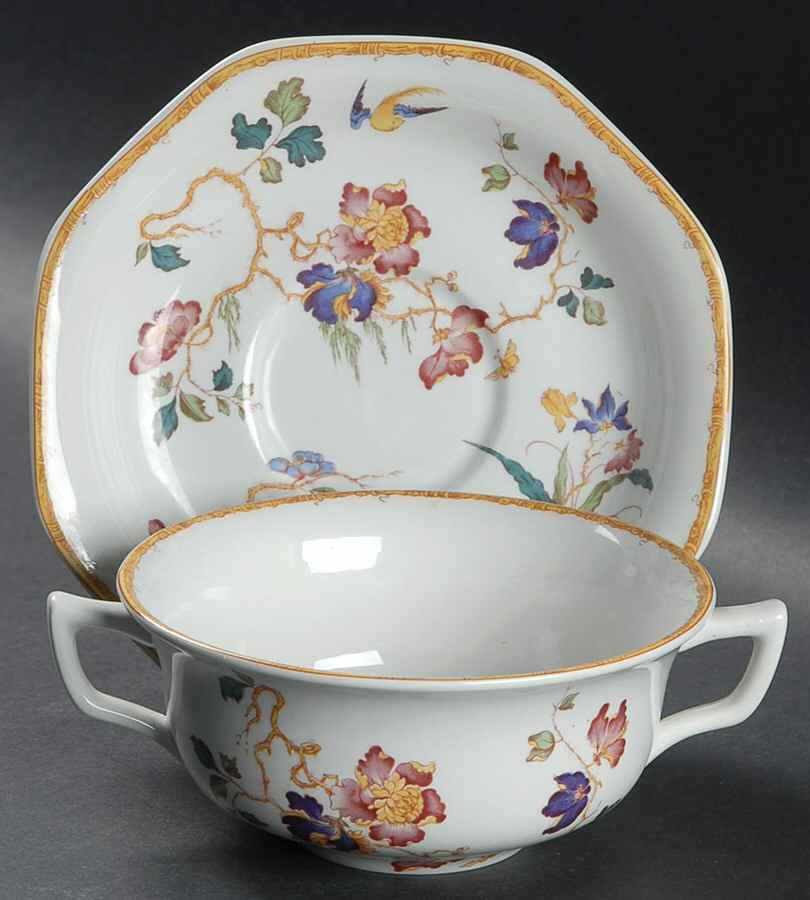 Devon Rose Flat Cream Soup Bowl & Saucer Set by Wedgwood-1