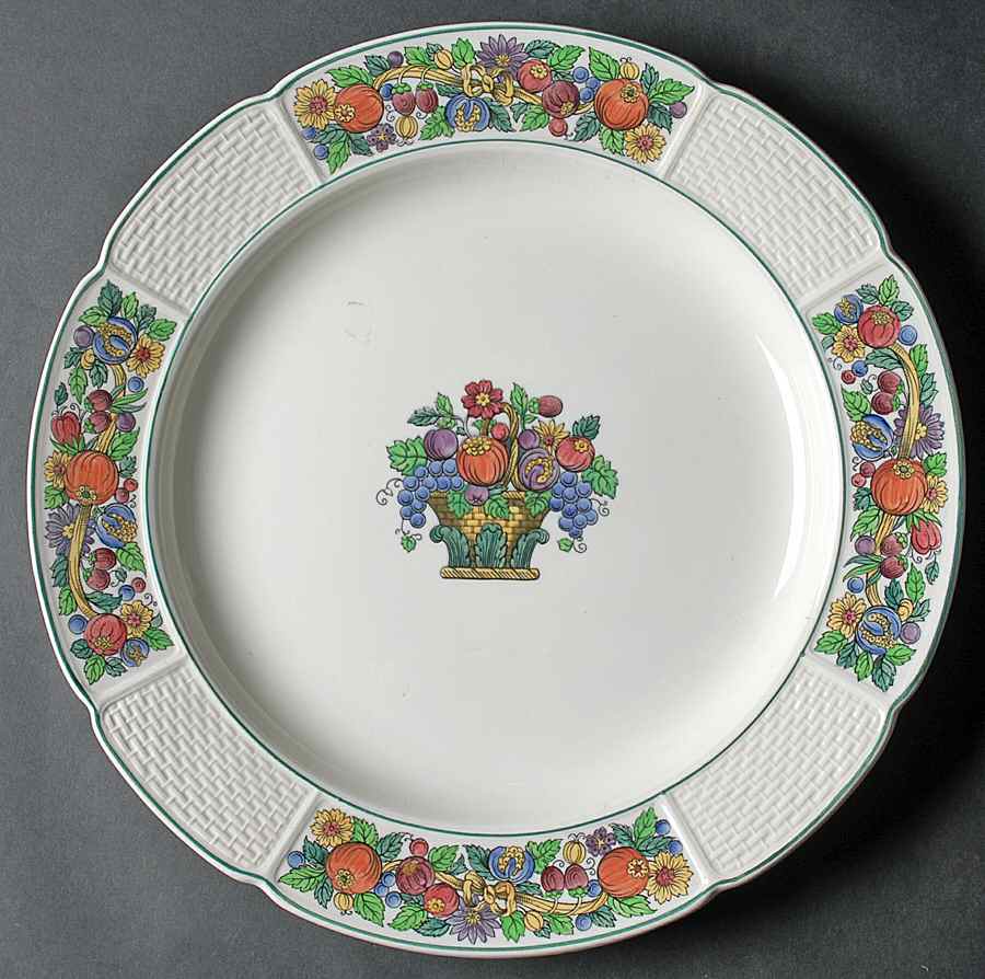 Dover (Scallop, Green Trim) 13" Chop Plate (Round Platter) by Wedgwood-1