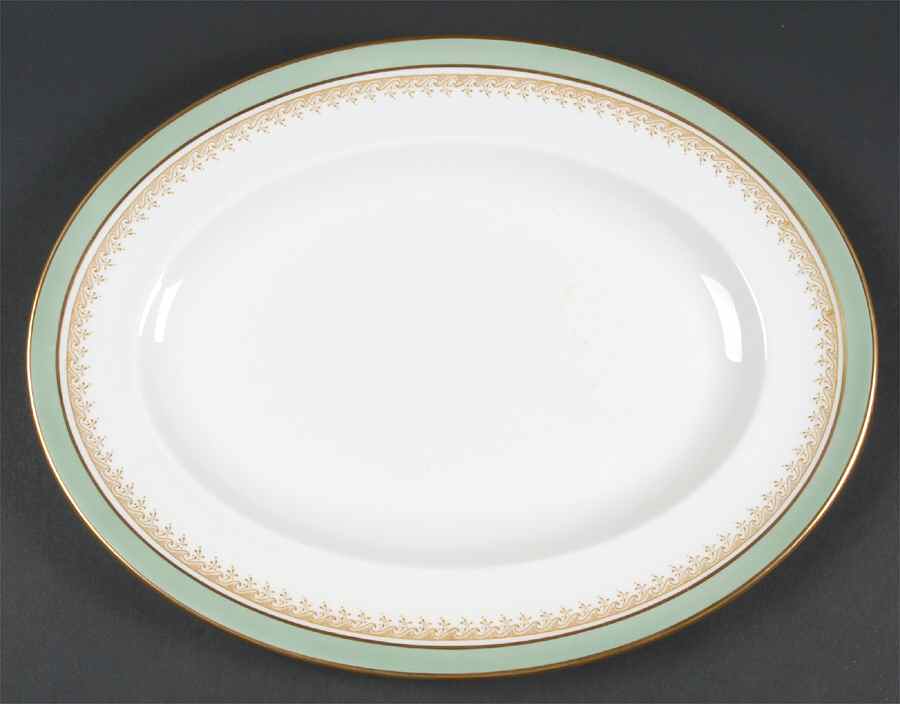 Eccles Bead Celadon 13" Oval Serving Platter by Wedgwood-1