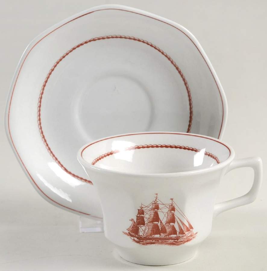 Flying Cloud Rust Flat Cup & Saucer Set by Wedgwood-1