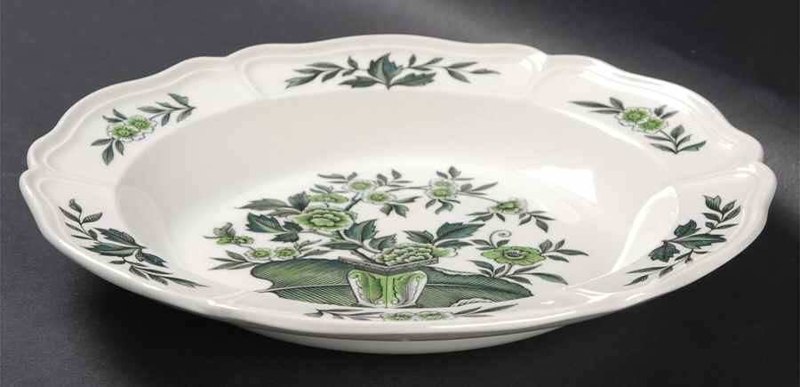 Green Leaf (Queen's Shape) Rim Soup Bowl by Wedgwood-1