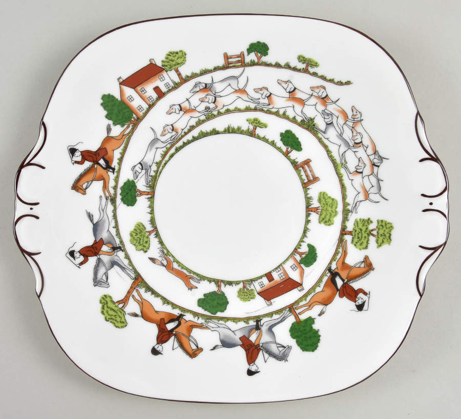 Hunting Scene Square Handled Cake Plate by Wedgwood-1