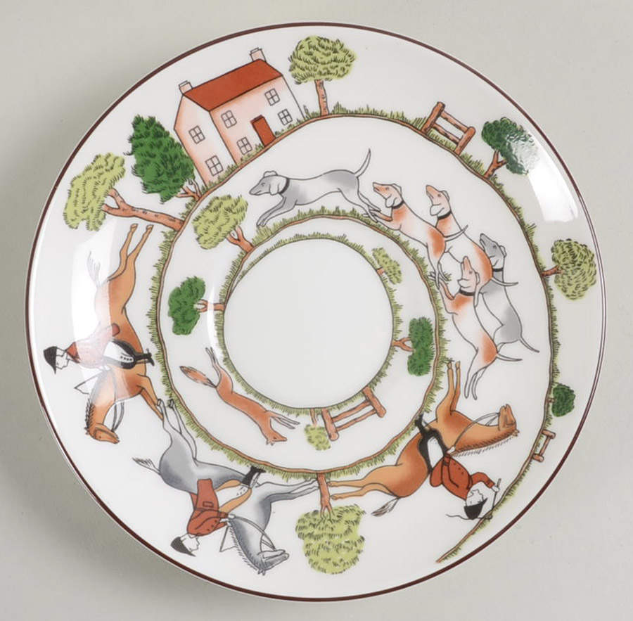 Hunting Scene Saucer for Victoria Shape Footed Cup by Wedgwood-1