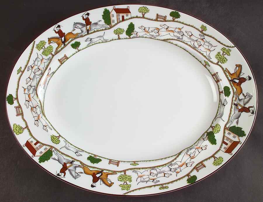 Hunting Scene 14" Oval Serving Platter by Wedgwood-1
