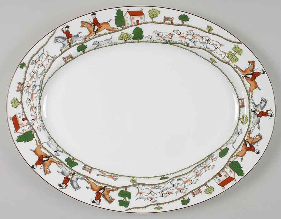 Hunting Scene 15" Oval Serving Platter by Wedgwood-1