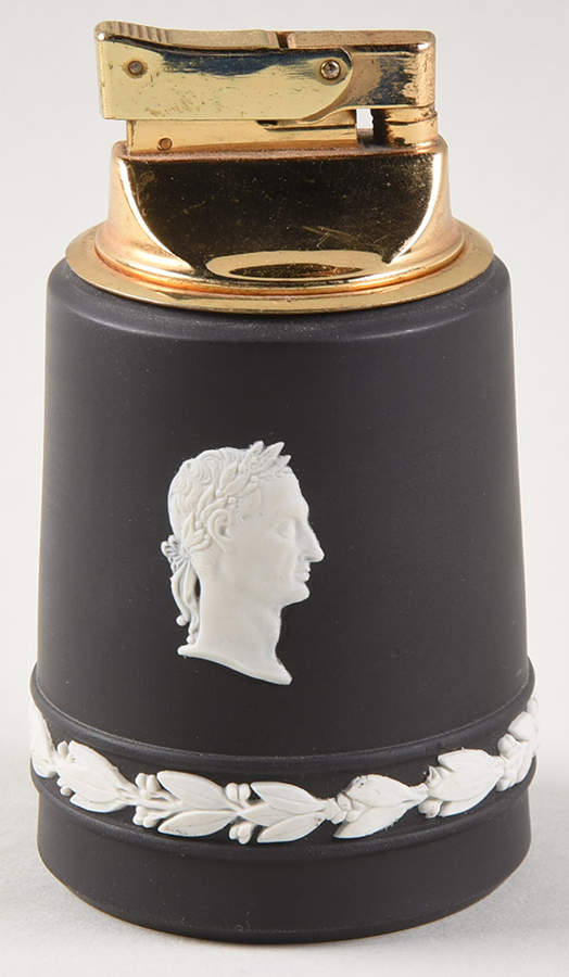 Cream Color on Black Jasperware Executive Cigarette Lighter by Wedgwood-1