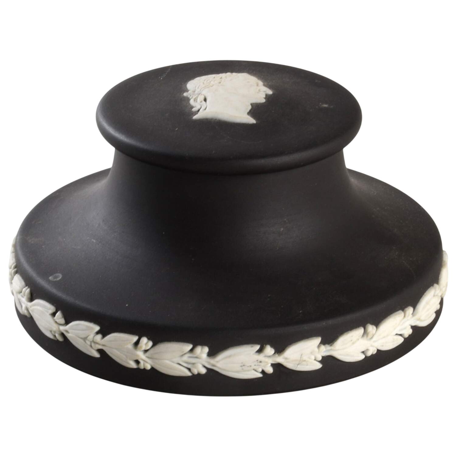 Cream Color on Black Jasperware Paperweight by Wedgwood-1