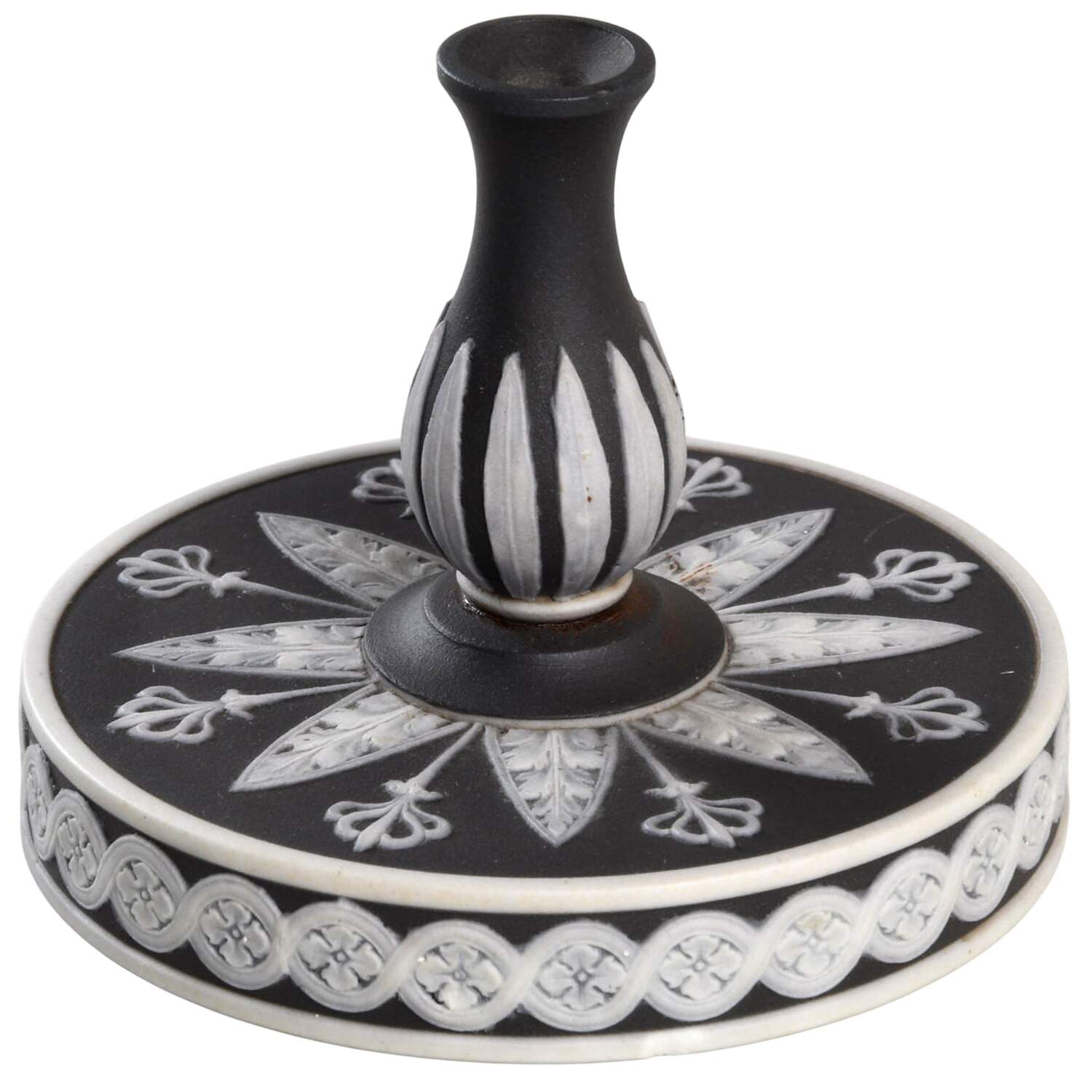 Cream Color on Black Jasperware Lid for 11" Vase/Urn by Wedgwood-1