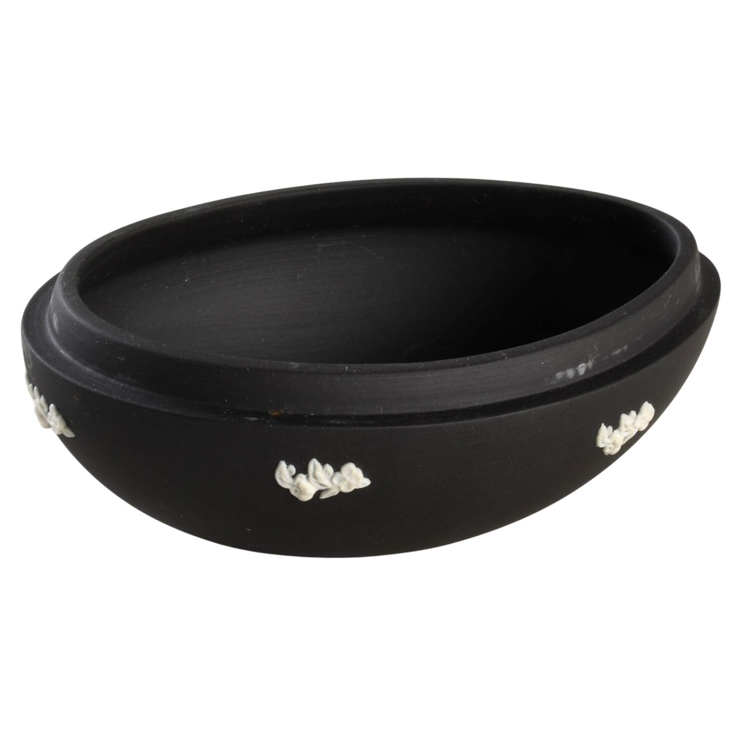 Cream Color on Black Jasperware Medium Egg Box No Lid by Wedgwood-1