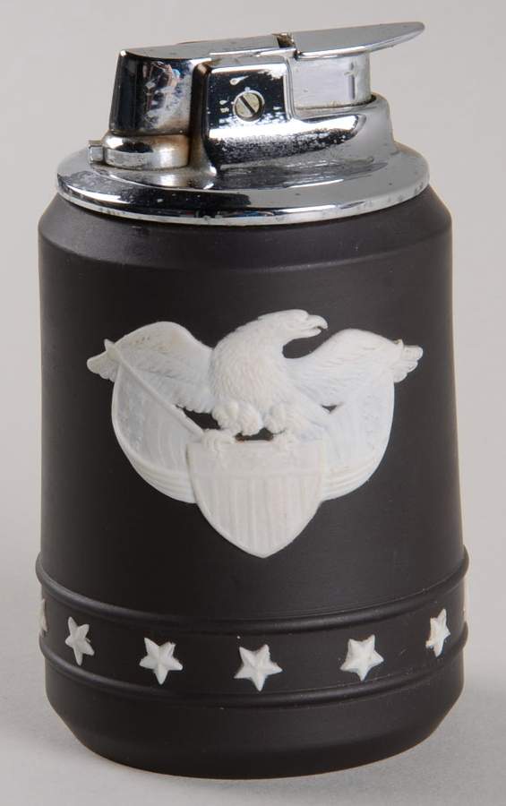 Cream Color on Black Jasperware Executive Cigarette Lighter by Wedgwood-1