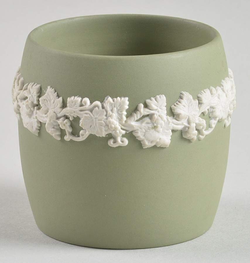 Cream Color on Celadon Jasperware Toothpick Holder by Wedgwood-1
