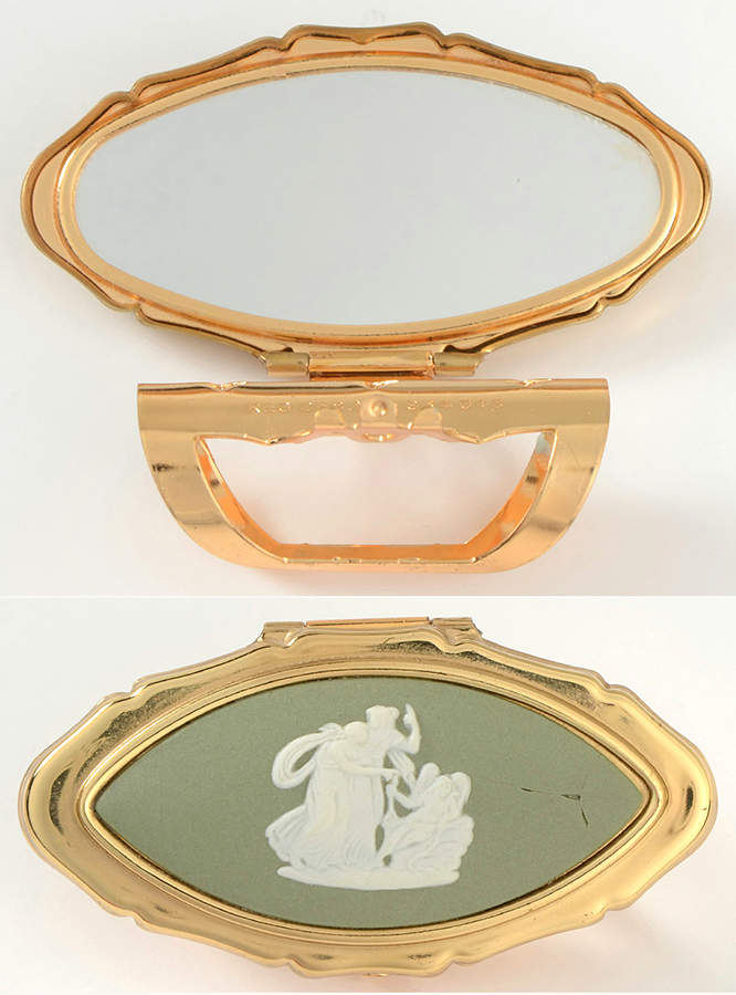 Cream Color on Celadon Jasperware Lipview by Wedgwood-1