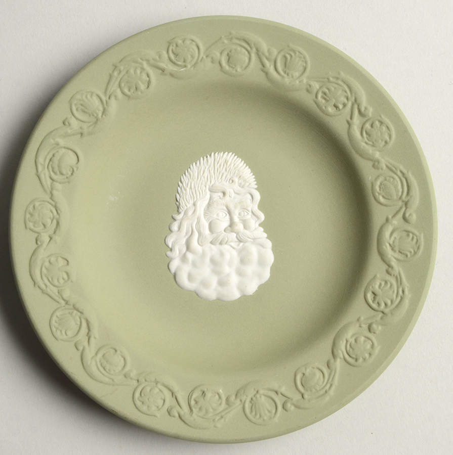 Cream Color on Celadon Jasperware Patrician Tray by Wedgwood-1