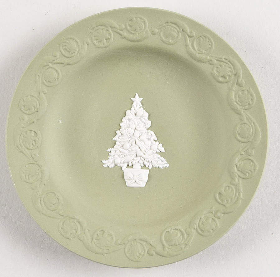Cream Color on Celadon Jasperware Patrician Tray by Wedgwood-1
