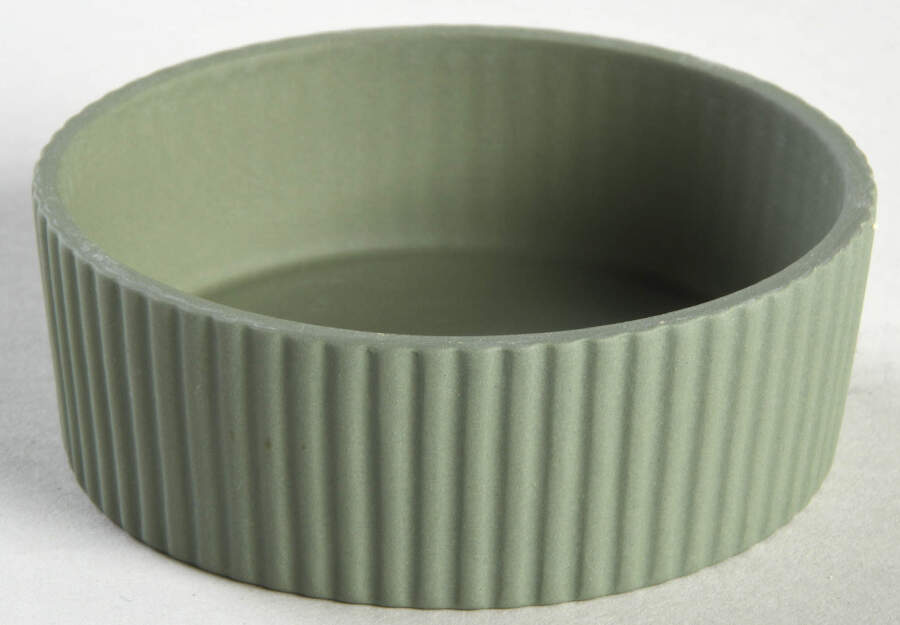 Cream Color on Celadon Jasperware 2" Round Fluted Box-No Lid by Wedgwood-1