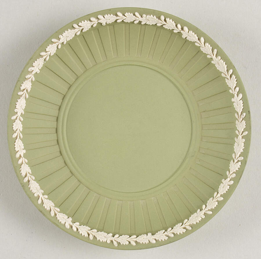 Cream Color on Celadon Jasperware Saucer for Brewster Cup by Wedgwood-1