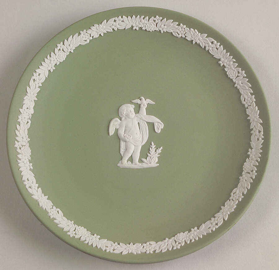Cream Color on Celadon Jasperware Collector Plate by Wedgwood-1