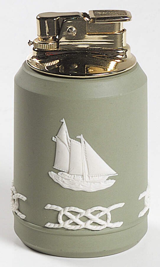 Cream Color on Celadon Jasperware Executive Cigarette Lighter by Wedgwood-1