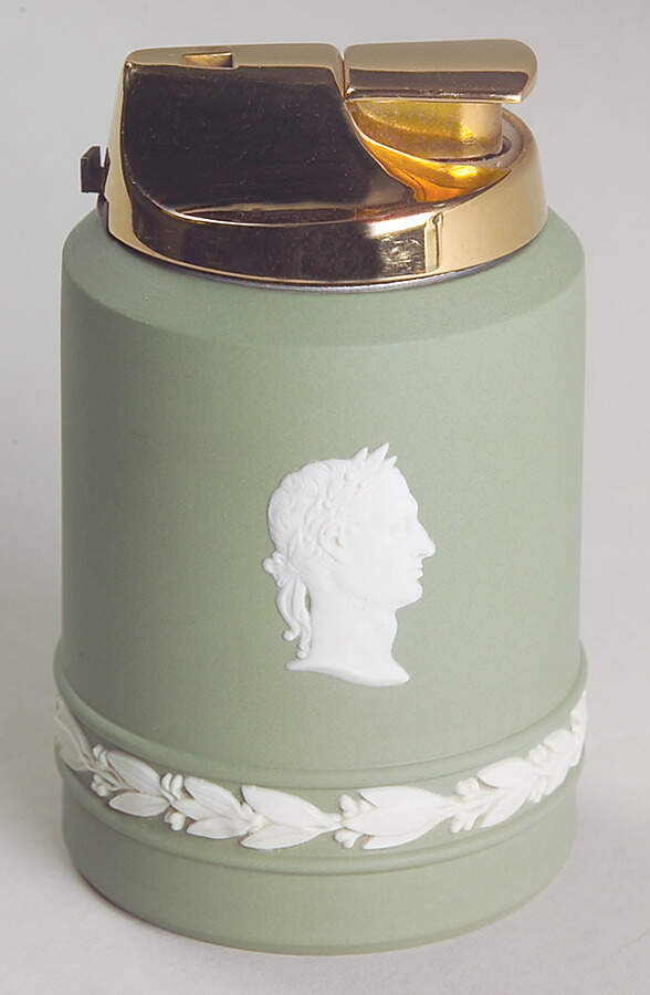 Cream Color on Celadon Jasperware Executive Cigarette Lighter by Wedgwood-1