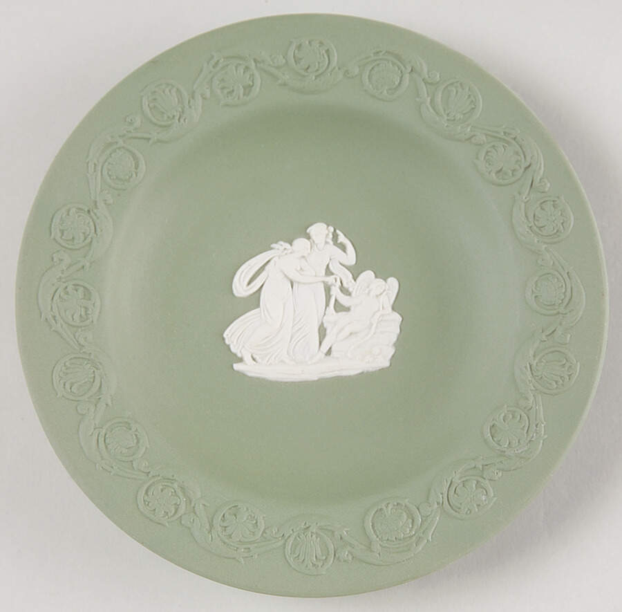 Cream Color on Celadon Jasperware Patrician Tray by Wedgwood-1