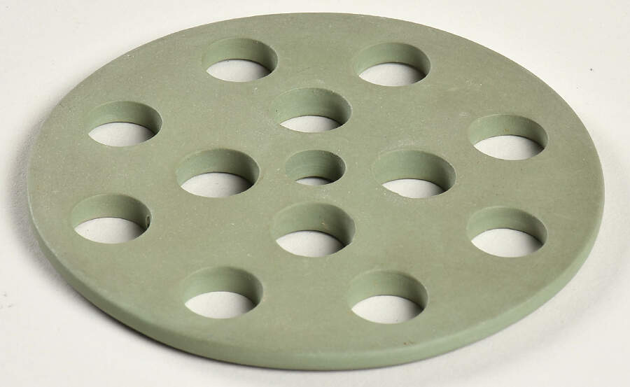 Cream Color on Celadon Jasperware Grid/Frog for 6" Vase by Wedgwood-1