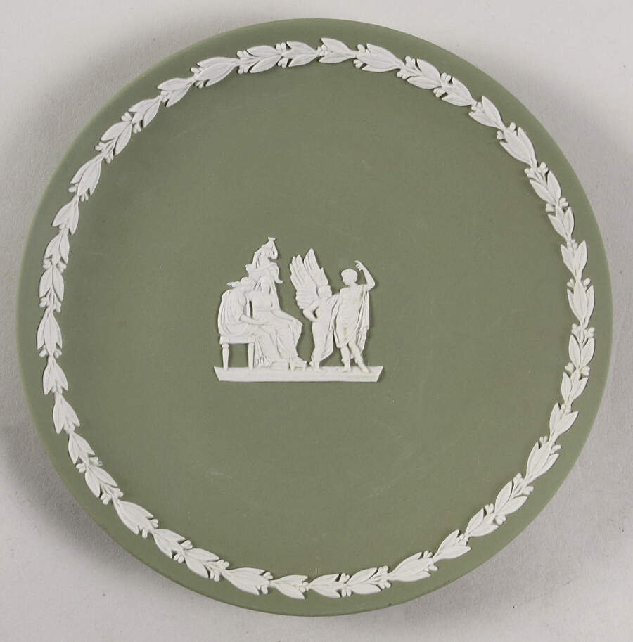 Cream Color on Celadon Jasperware Collector Plate by Wedgwood-1