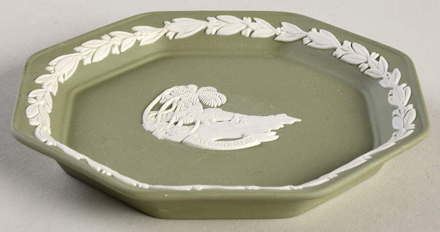 Cream Color on Celadon Jasperware Diamond Tray by Wedgwood-1