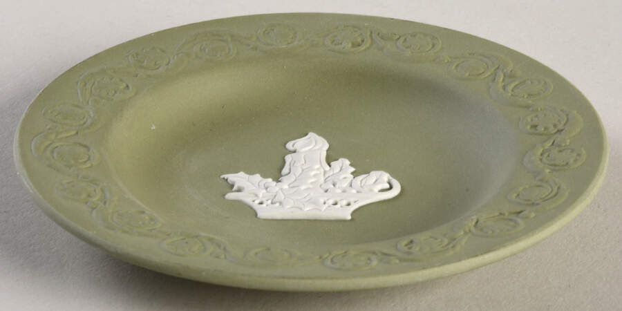 Cream Color on Celadon Jasperware Patrician Tray by Wedgwood-1