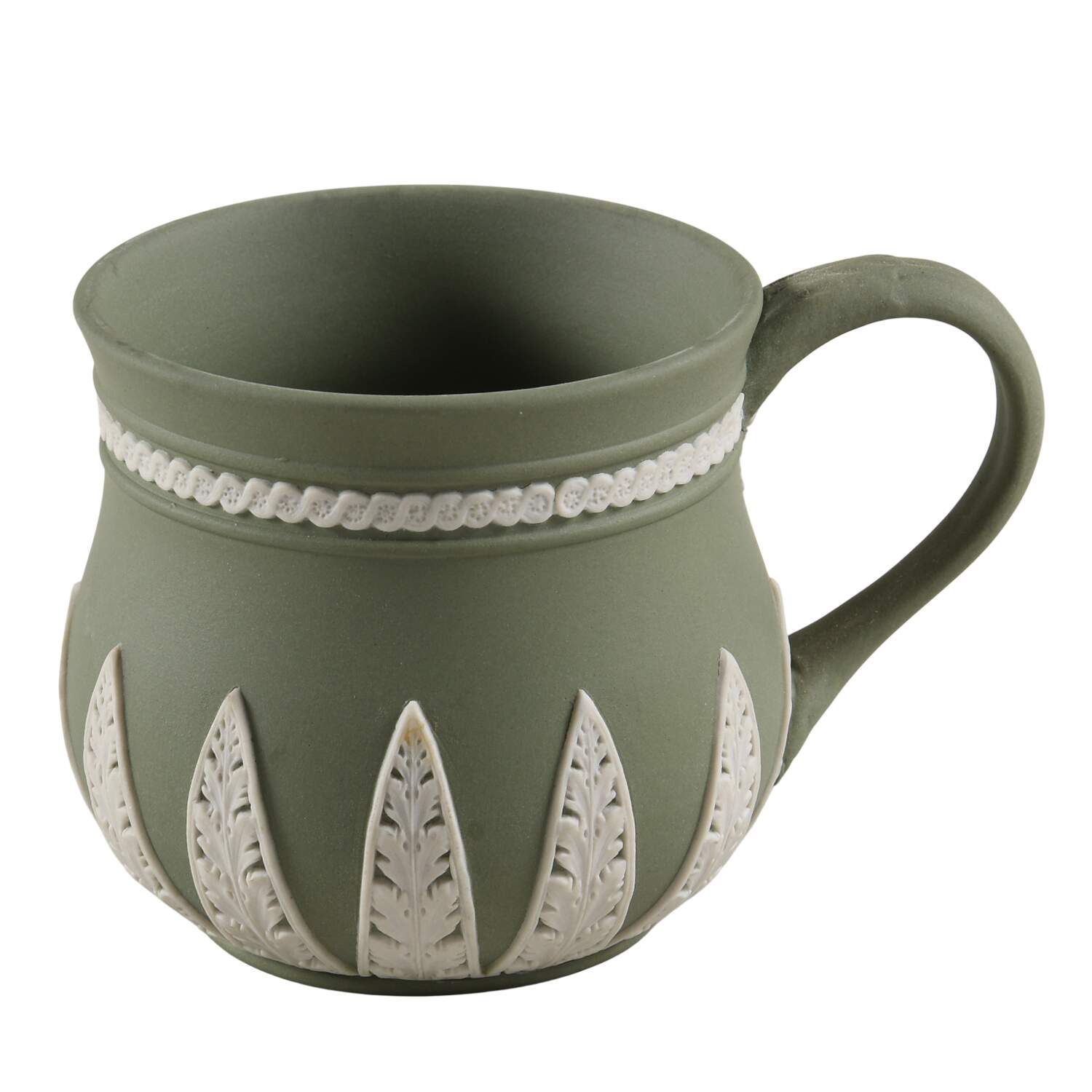 Cream Color on Celadon Jasperware 2 Pc Pot de Creme No Lid by Wedgwood-1