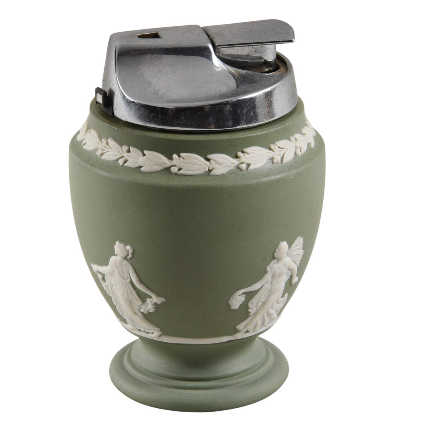Cream Color on Celadon Jasperware Cigarette Lighter by Wedgwood-1