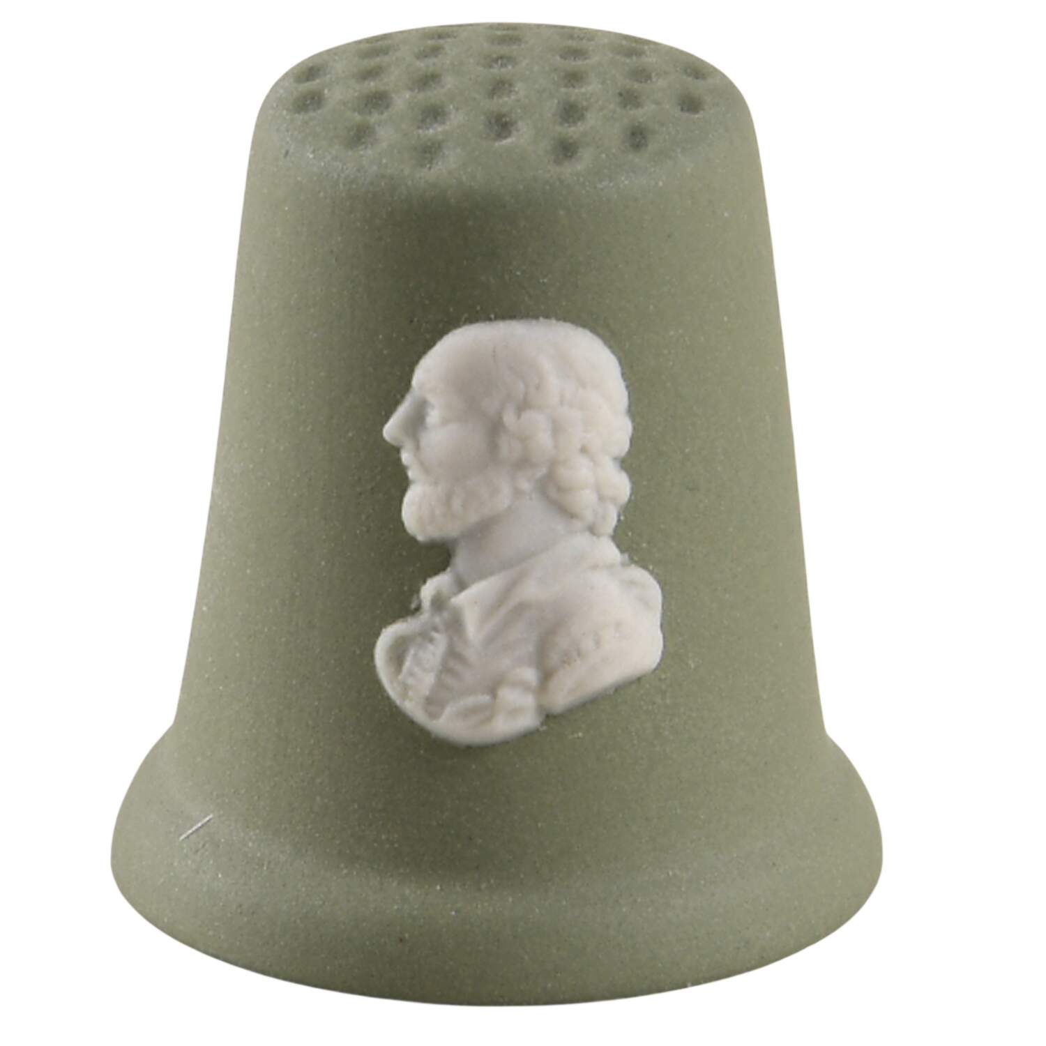 Cream Color on Celadon Jasperware Thimble by Wedgwood-1