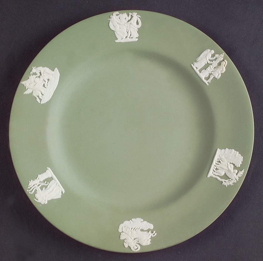 Cream Color on Celadon Jasperware Bread & Butter Plate by Wedgwood-1
