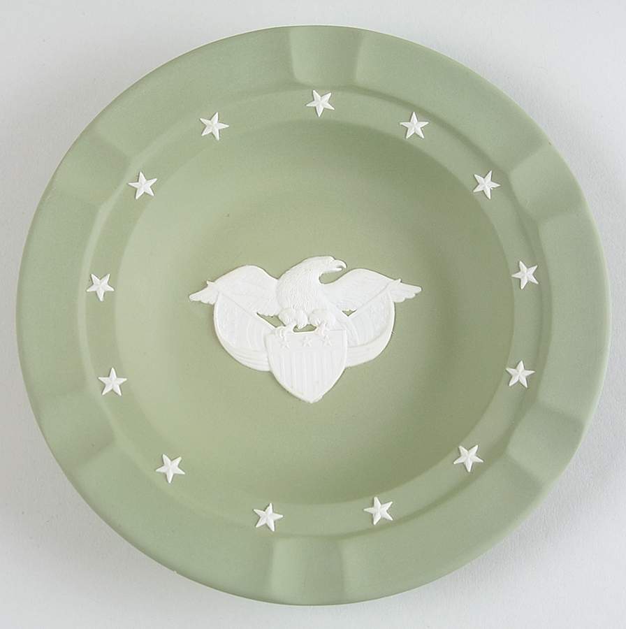 Cream Color on Celadon Jasperware Executive Ashtray by Wedgwood-1