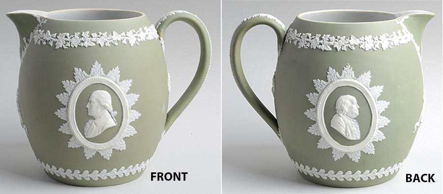 Cream Color on Celadon Jasperware 64 Oz Orange Jug by Wedgwood-1