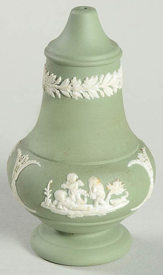 Cream Color on Celadon Jasperware Pepper Shaker by Wedgwood-1