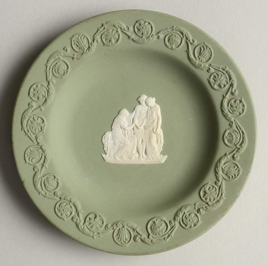 Cream Color on Celadon Jasperware Patrician Tray by Wedgwood-1