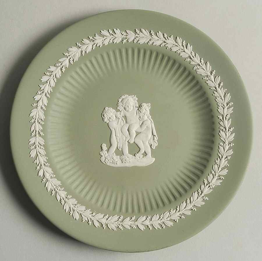 Cream Color on Celadon Jasperware Collector Plate by Wedgwood-1