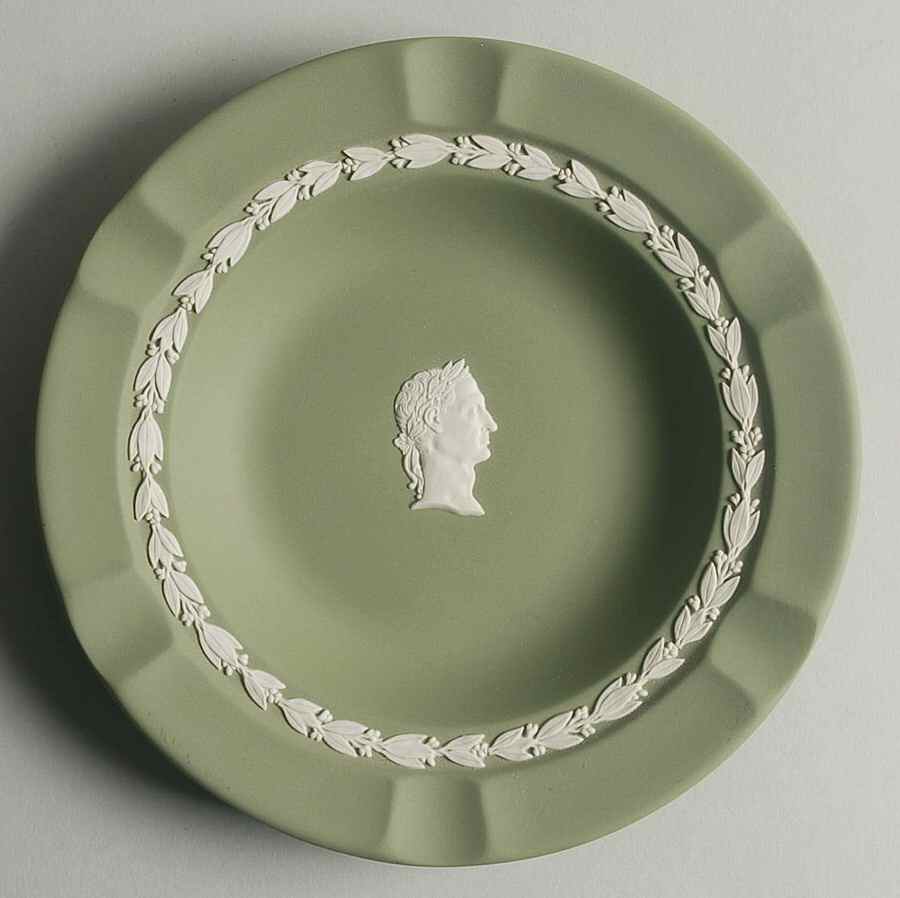 Cream Color on Celadon Jasperware Executive Ashtray by Wedgwood-1