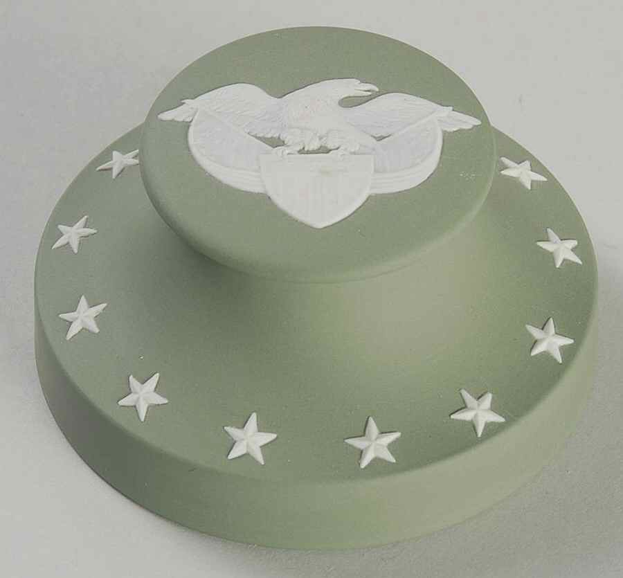 Cream Color on Celadon Jasperware Paperweight by Wedgwood-1